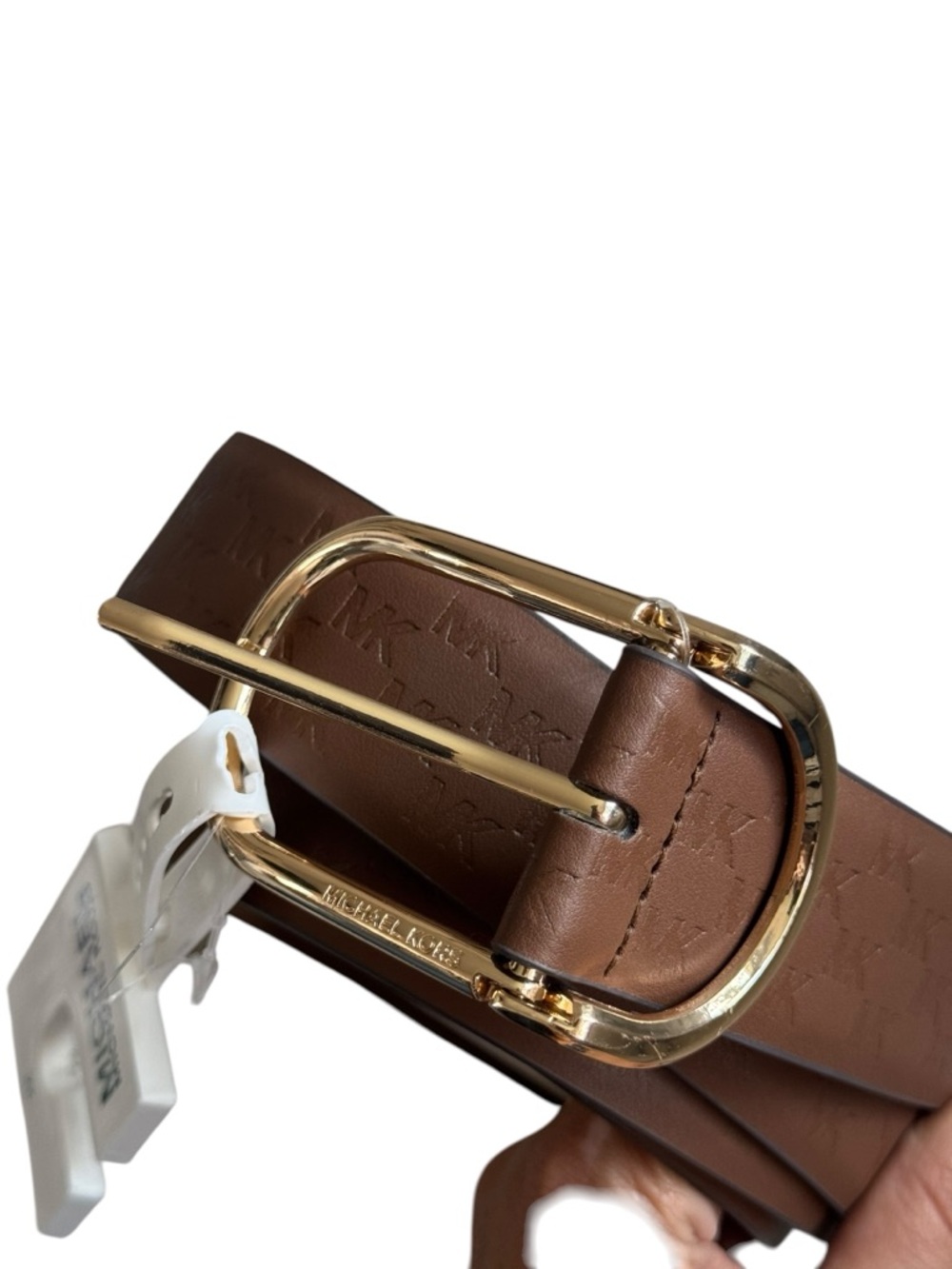 NWT Michael Kors Brown Leather Belt with Gold-Tone Oval Buckle size 2X
